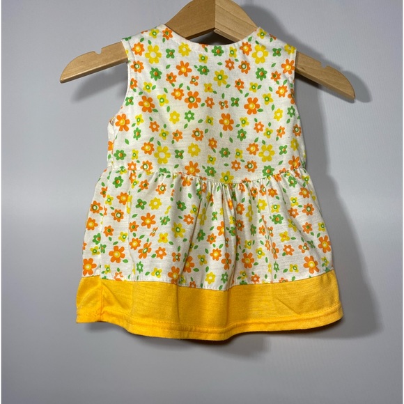 White with Allover Orange Green Yellow Floral Print Sleeveless Top Size 2 - Picture 2 of 8